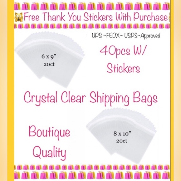 40pcs Bundle 20ct (6x9”) & 20ct (8x10”) Clear Cello Bags w/Free Stickers 🍃🆕🍃 - Picture 1 of 11